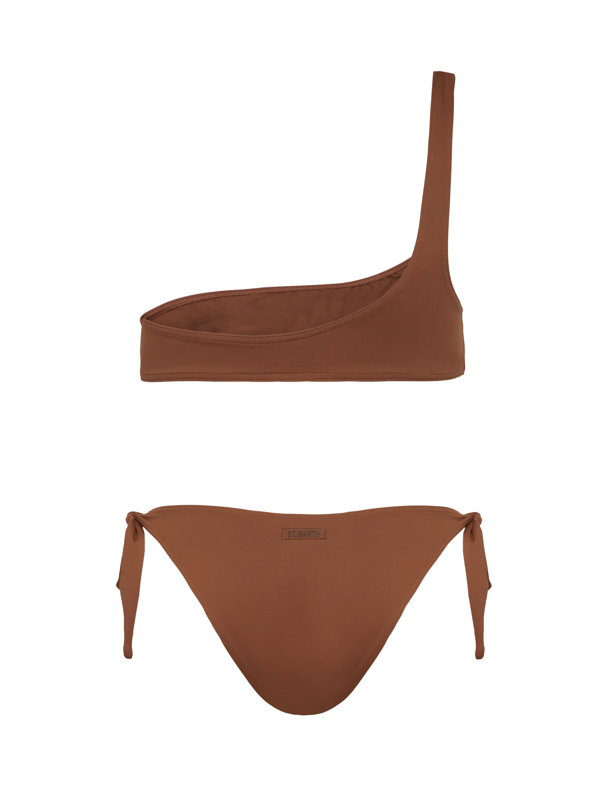Celestine Yali brown bikini with one-shoulder bralette top and classic briefs - MC2 Saint Barth
