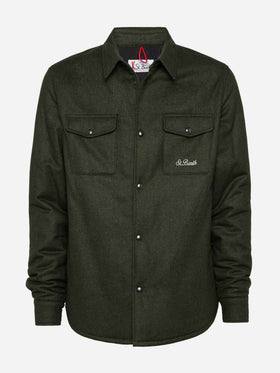 Wooly green overshirt Chalet with St. Barth embroidery - MC2 Saint Barth