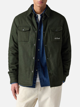 Wooly green overshirt Chalet with St. Barth embroidery