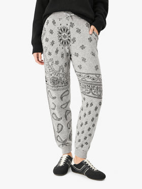 Knitted sweatpants Charlie with grey bandana print