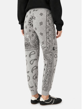 Knitted sweatpants Charlie with grey bandana print