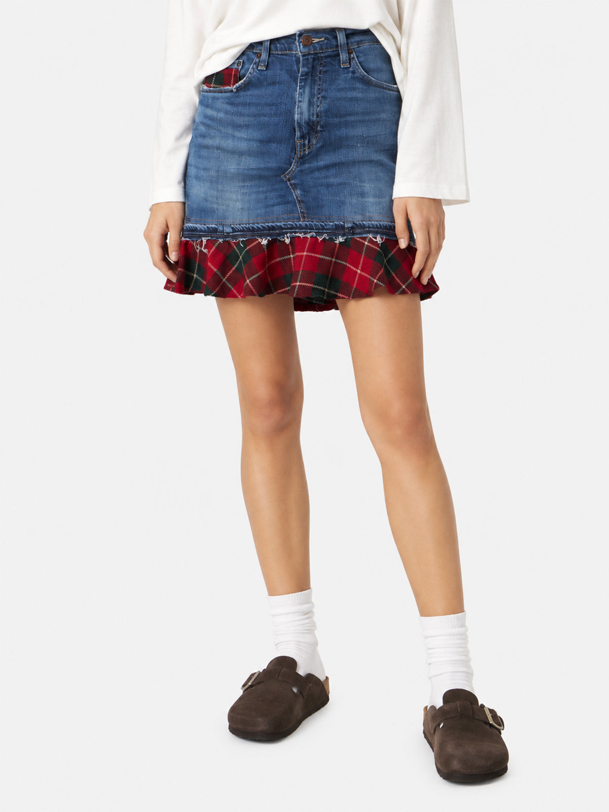 Chelsy Denimrock mit Tartandetails 