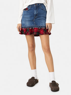 Chelsy Denimrock mit Tartandetails 