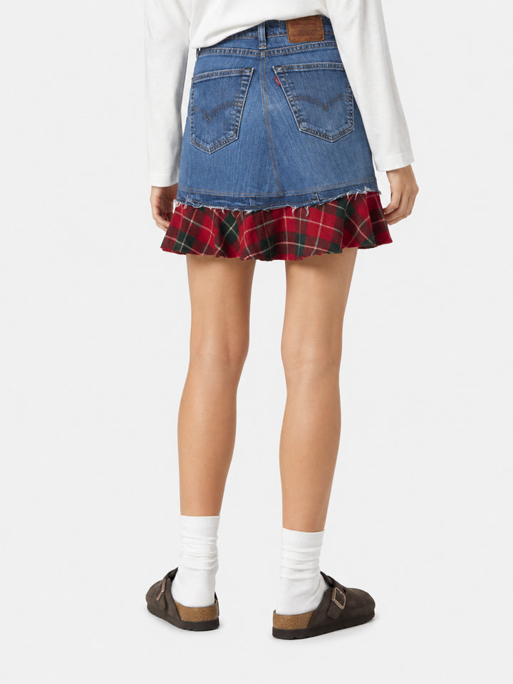 Gonna Chelsy in denim con dettagli tartan