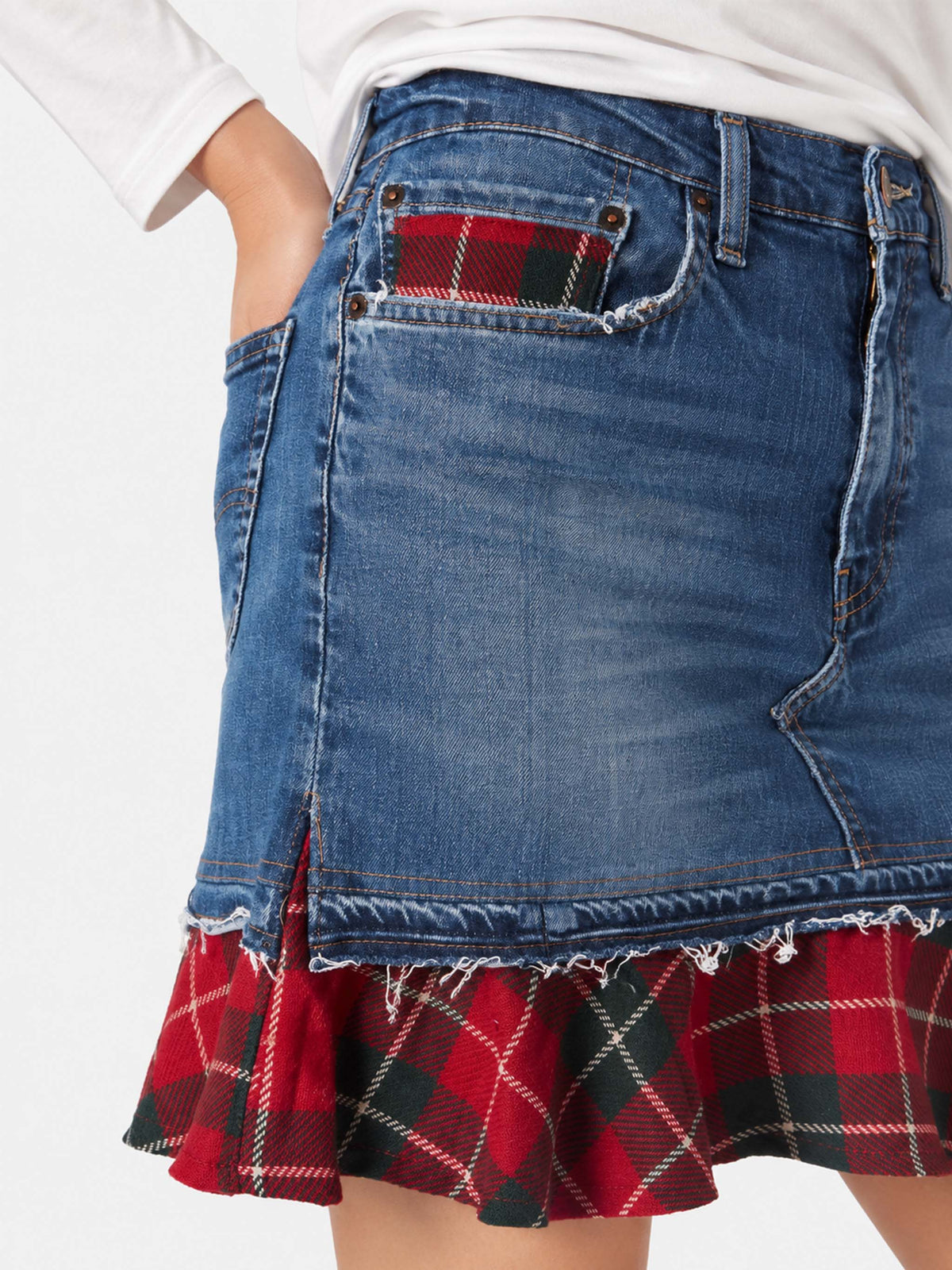 Chelsy Denimrock mit Tartandetails 