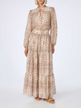 Woman silk voile pleated long skirt Cheyenne - MC2 Saint Barth