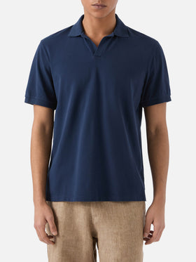 Polo Charles blu navy in piquet di cotone tinta unita
