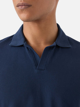 Polo Charles blu navy in piquet di cotone tinta unita