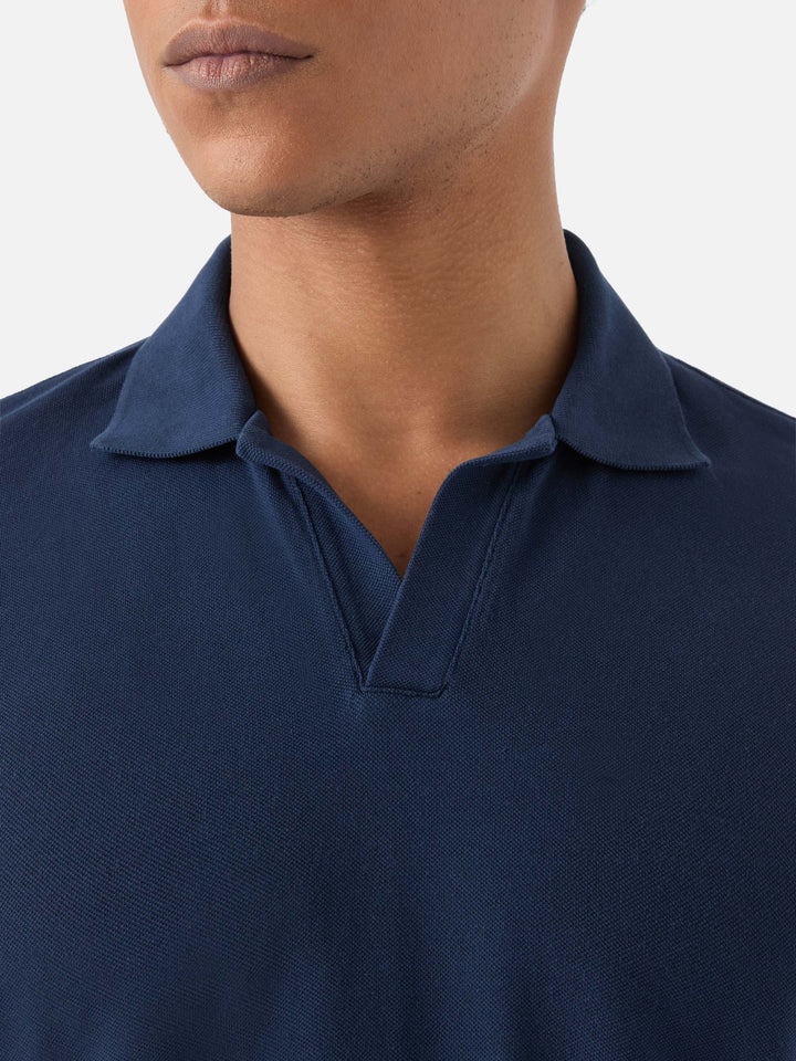 Polo Charles in piquet di cotone blu navy
