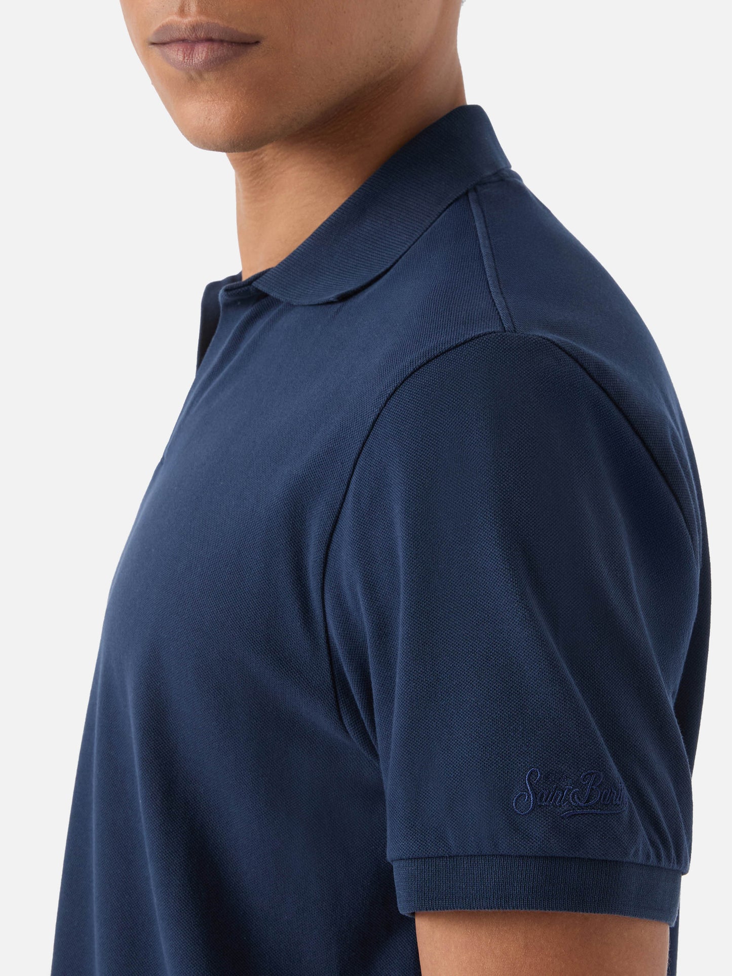 Polo Charles blu navy in piquet di cotone tinta unita