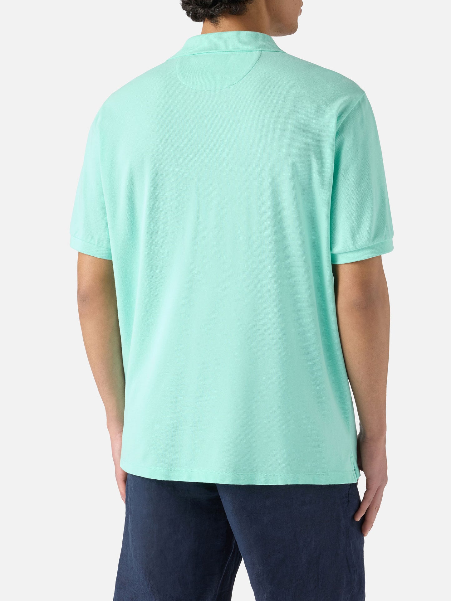 Charles polo in mint green cotton piquet