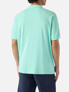 Charles polo in mint green cotton piquet