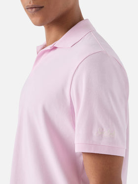 Pink Charles polo in solid color cotton piquet