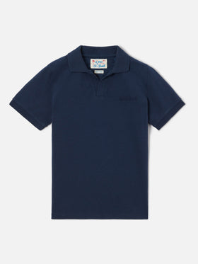Polo Charles Jr azul marino en piqué 