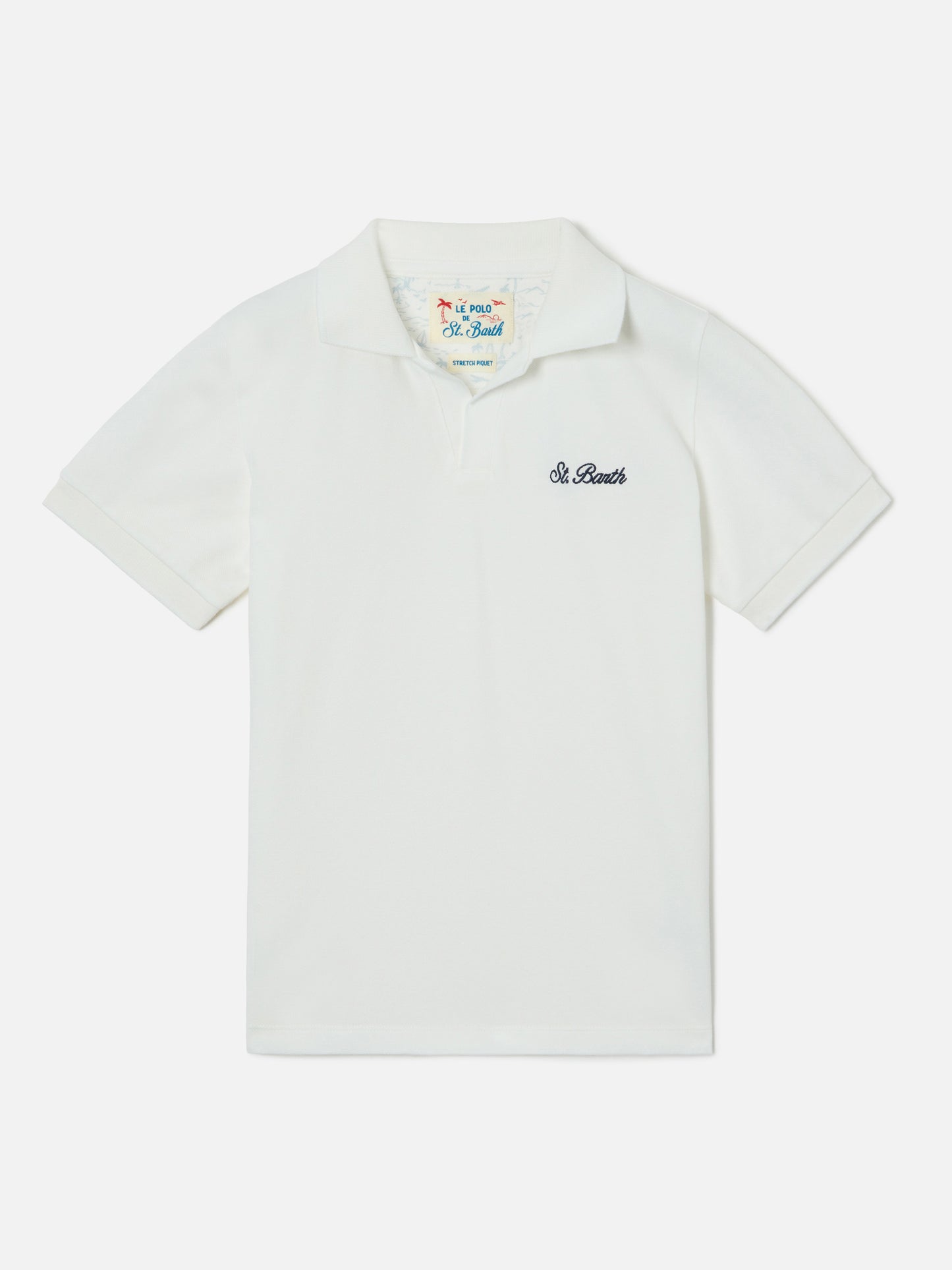 Polo Charles Jr blanco en piqué 