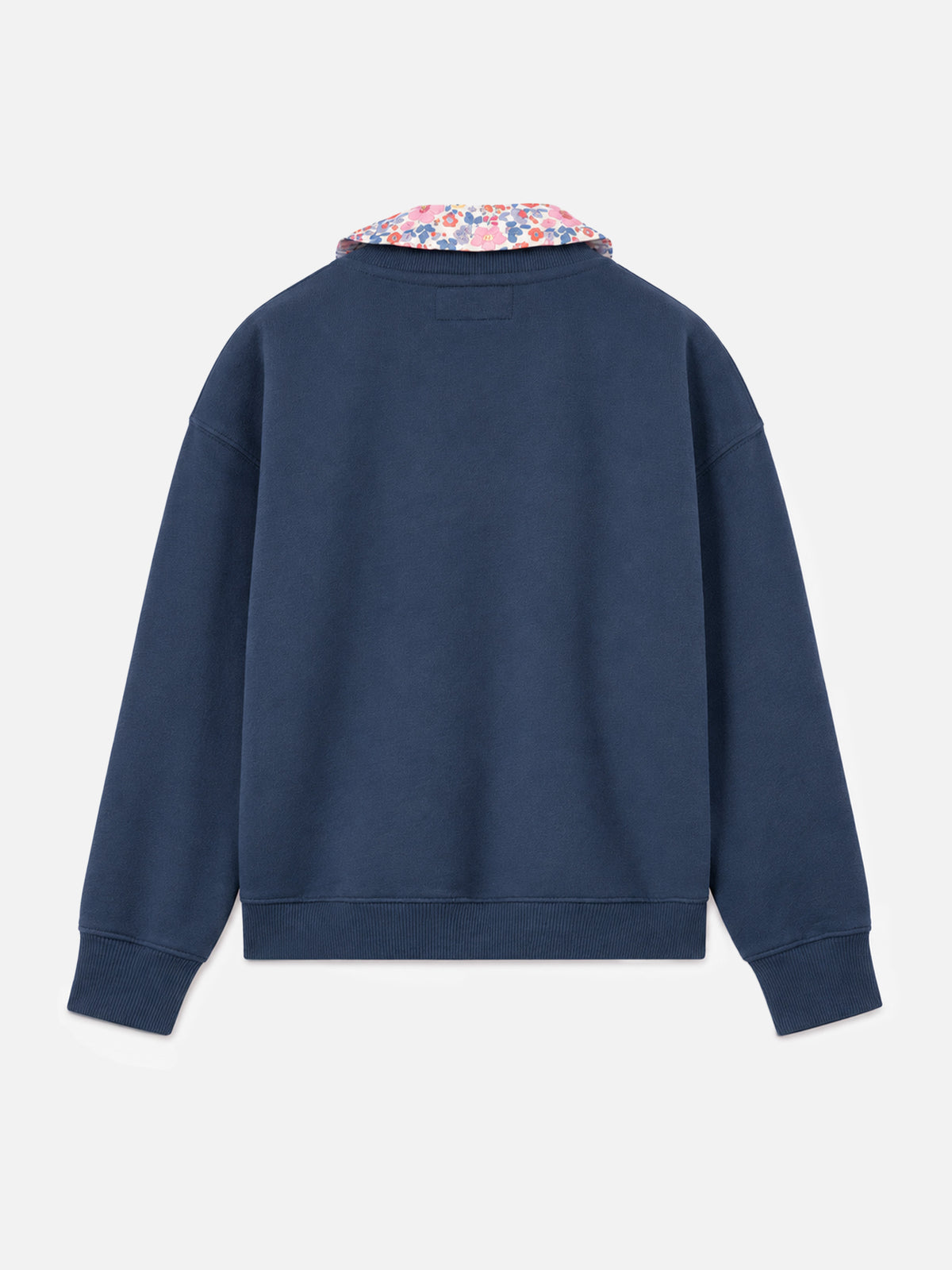 Blue Coleen crewneck sweatshirt with floral collar