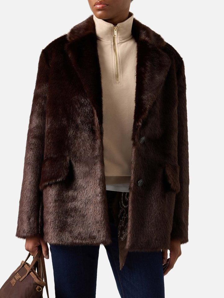 Dark brown Camila faux fur coat