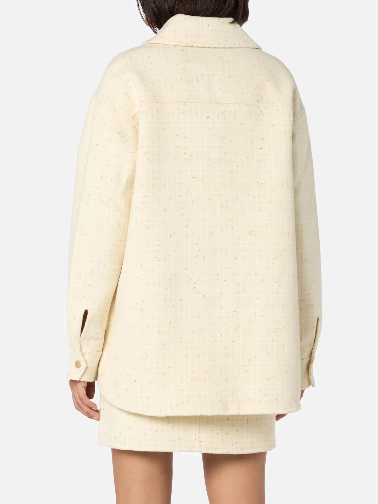 Weiße Woll-Tweedjacke für Damen von Chantel mit Pailletten