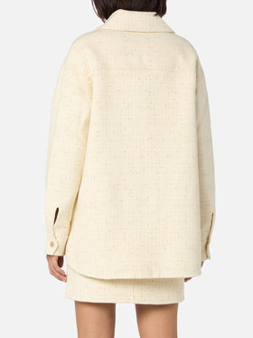 Weiße Woll-Tweedjacke für Damen von Chantel mit Pailletten