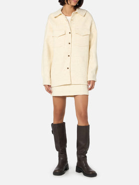 Weiße Woll-Tweedjacke für Damen von Chantel mit Pailletten