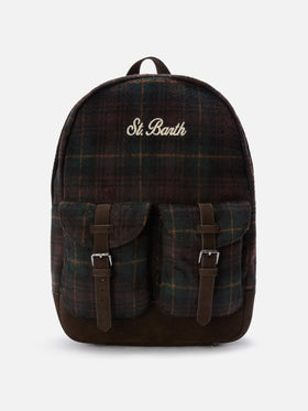 sac à dos en mélange de laine Cody avec motif tartan 
