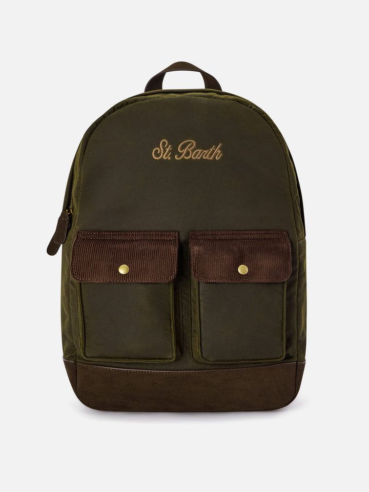 Sac à dos ciré vert militaire Cody avec logo brodé 