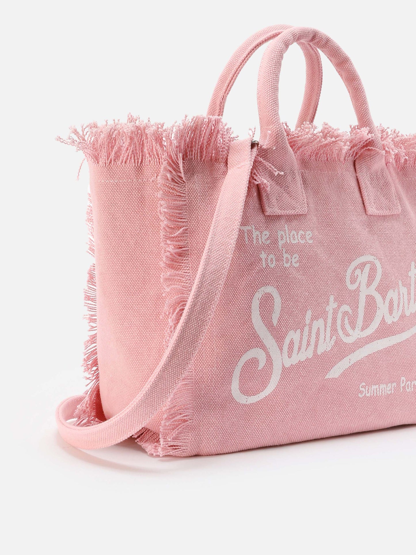 Borsa Colette rosa in canvas con frange