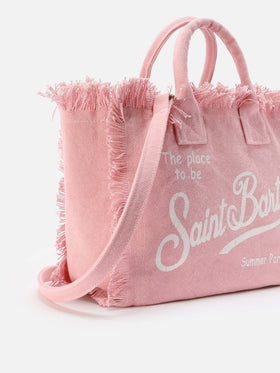 Borsa Colette rosa in canvas con frange
