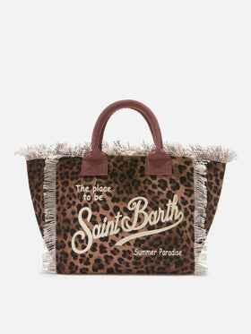 Bolso Colette de lona con estampado de leopardo 