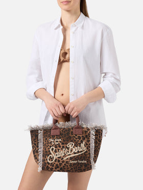 Bolso Colette de lona con estampado de leopardo 