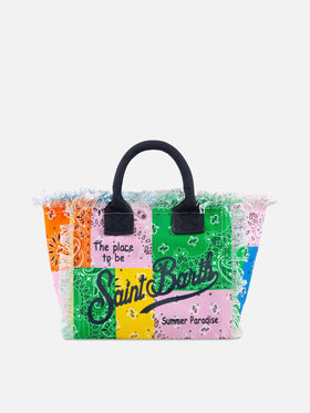 Borsa in canvas di cotone stampa bandana multicolor