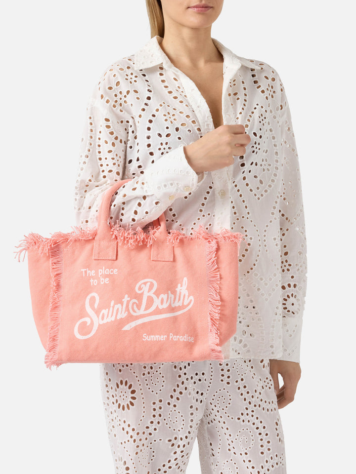 Orange canvas Colette bag with fringes