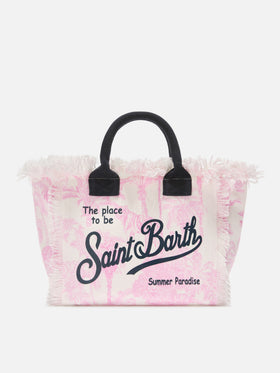 Sac en toile Colette avec imprimé toile de Jouy rose 