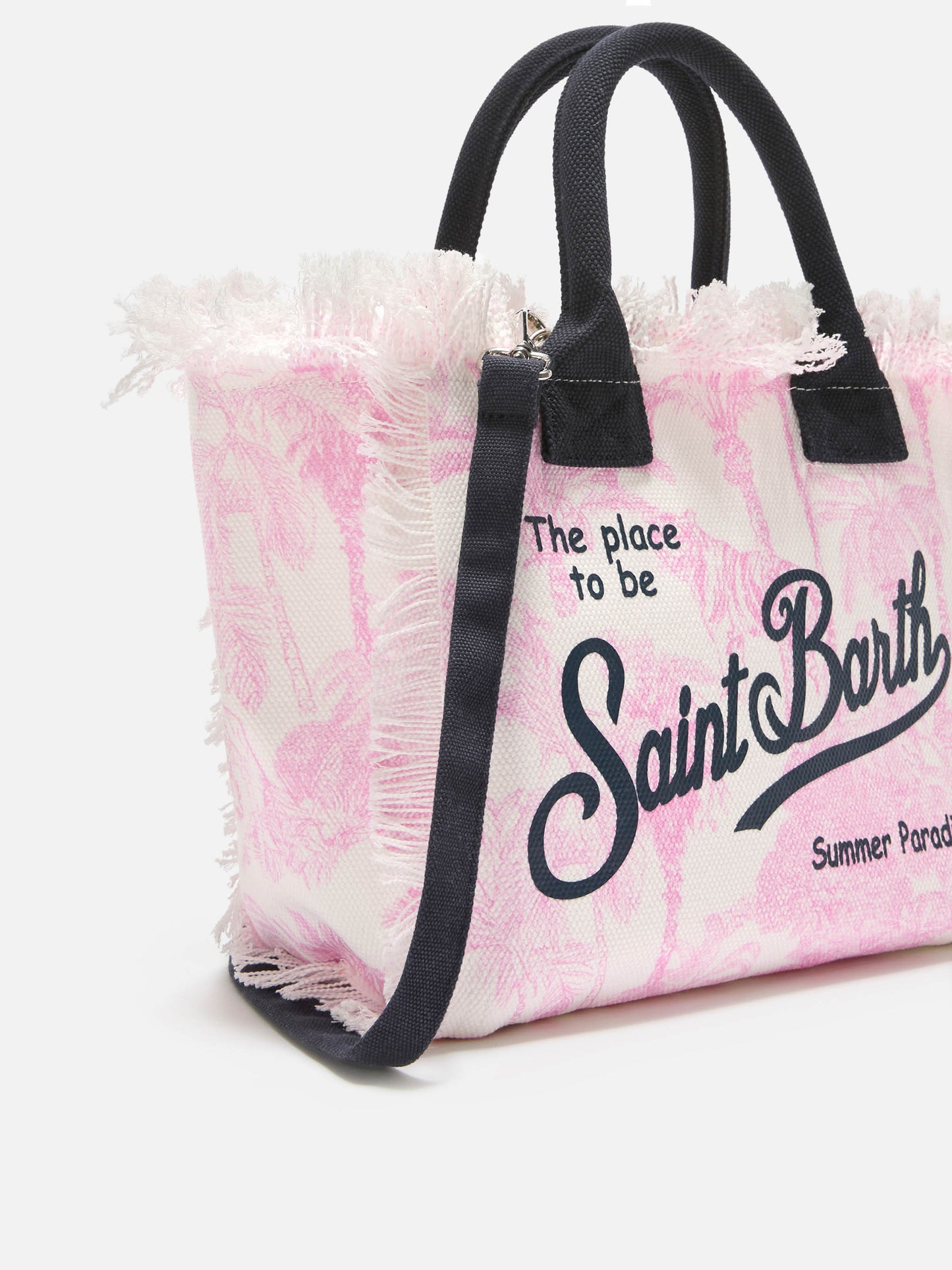 Sac en toile Colette avec imprimé toile de Jouy rose 