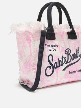 Sac en toile Colette avec imprimé toile de Jouy rose 