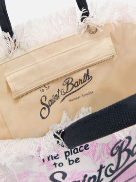 Sac en toile Colette avec imprimé toile de Jouy rose 