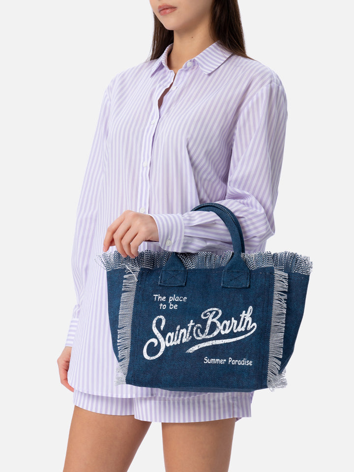 Colette indigo cotton canvas handbag - MC2 Saint Barth