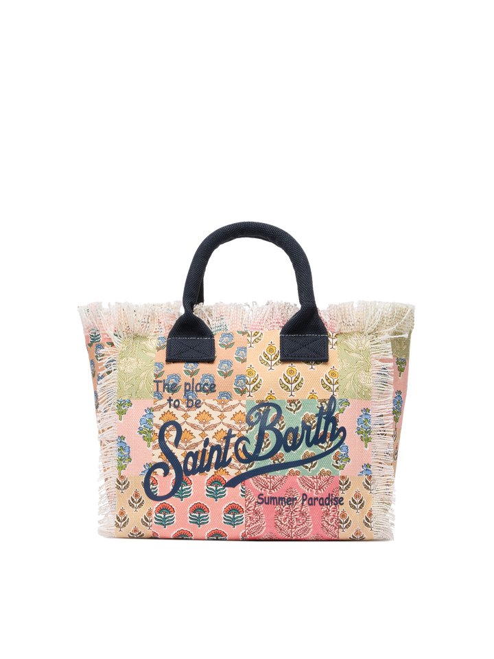 Colette cotton canvas handbag with flower patch print - MC2 Saint Barth