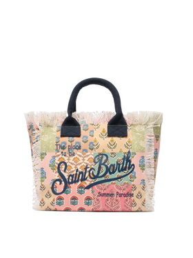 Borsa Colette in canvas di cotone con stampa patch floreale