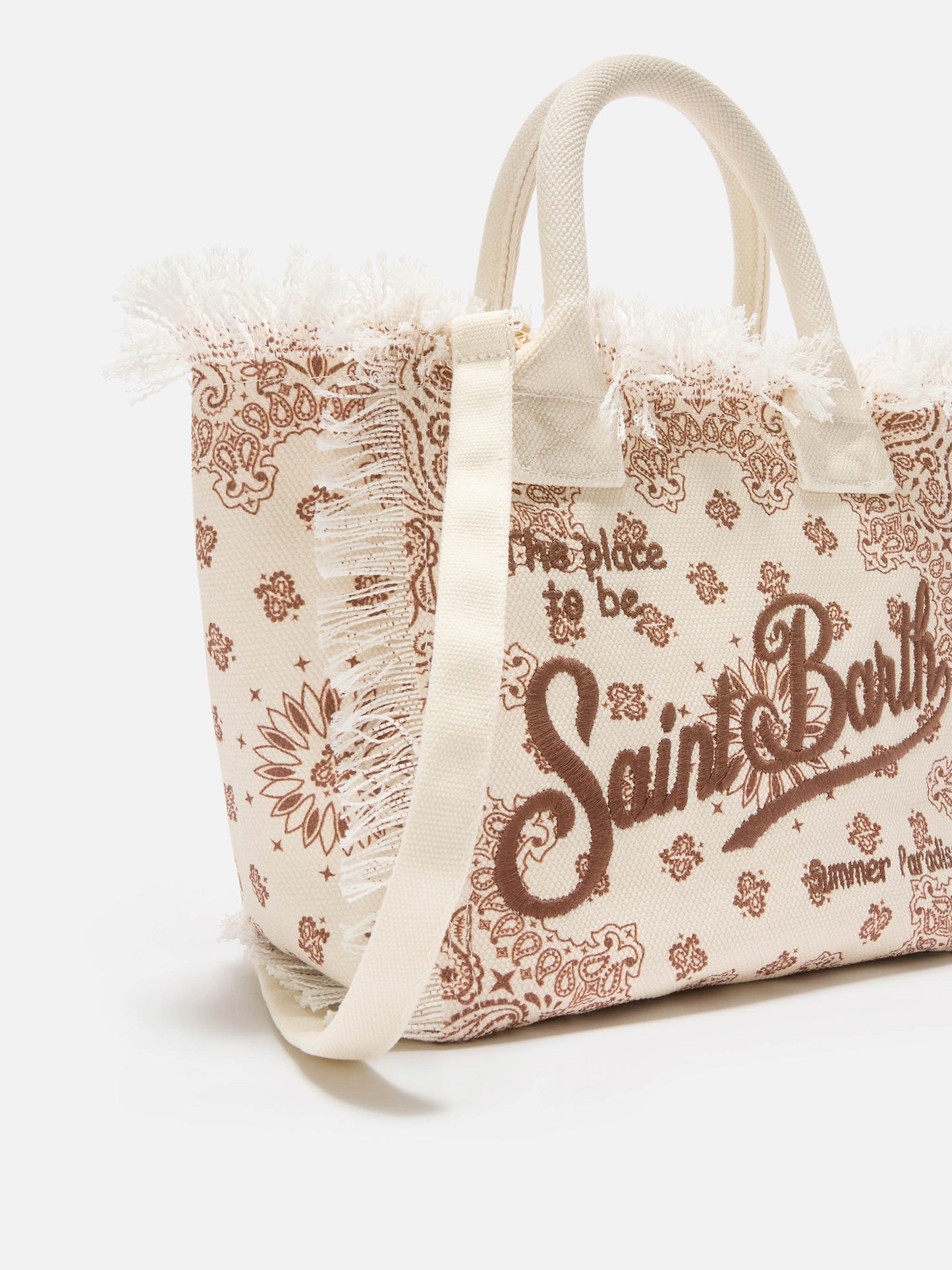 Beige canvas Colette bag with bandana print