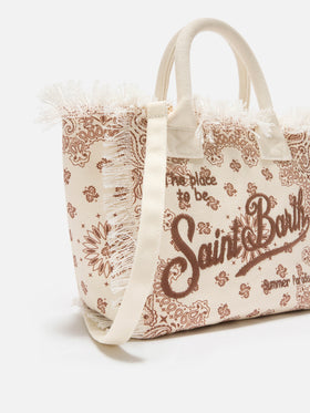 Beige canvas Colette bag with bandana print