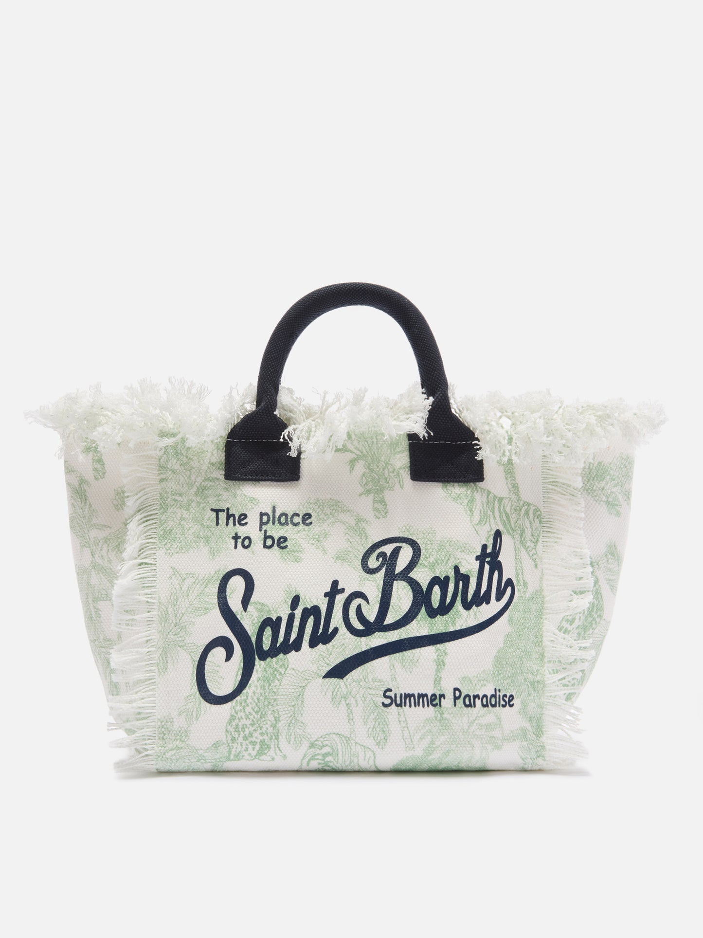 Sac en toile Colette avec imprimé toile de Jouy vert 