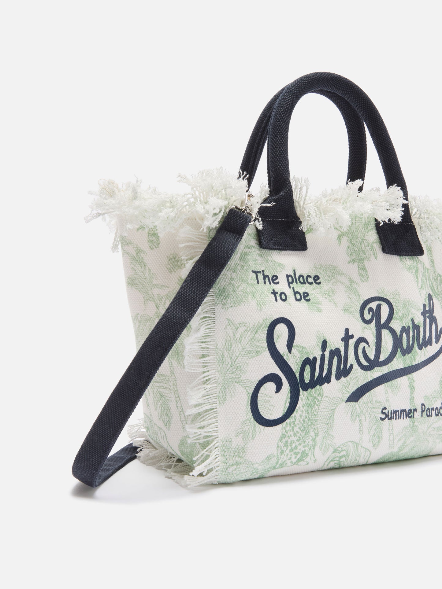 Sac en toile Colette avec imprimé toile de Jouy vert 