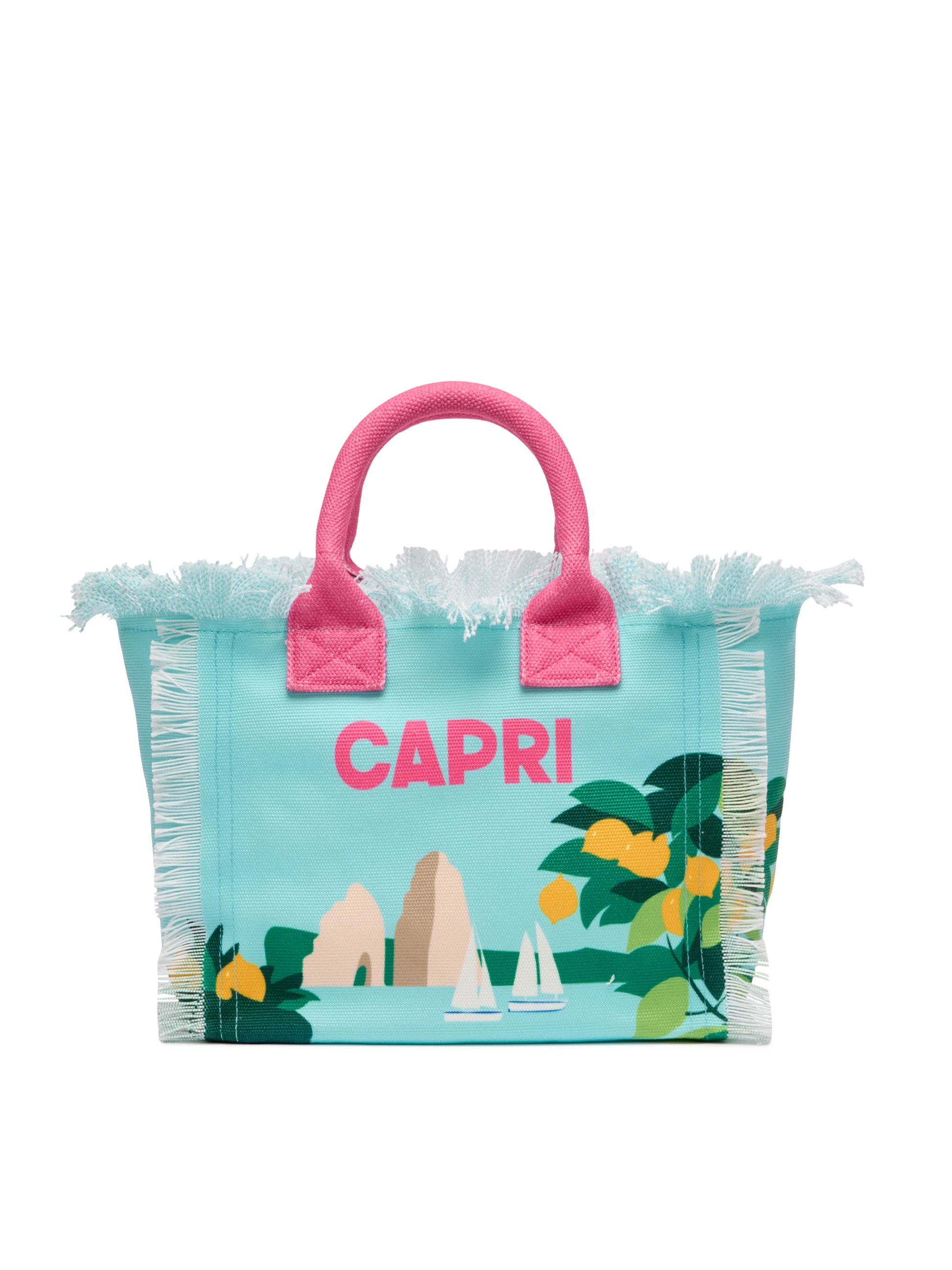 Colette cotton canvas handbag with Capri postcard print - MC2 Saint Barth