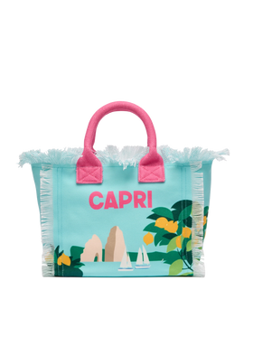 Colette cotton canvas handbag with Capri postcard print - MC2 Saint Barth