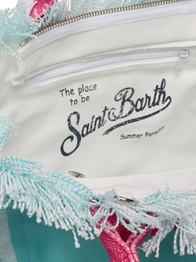 Colette cotton canvas handbag with Capri postcard print - MC2 Saint Barth