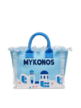 Colette cotton canvas handbag with Mykonos postcard print - MC2 Saint Barth