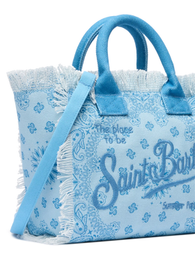 Colette cotton canvas handbag with bandanna print - MC2 Saint Barth