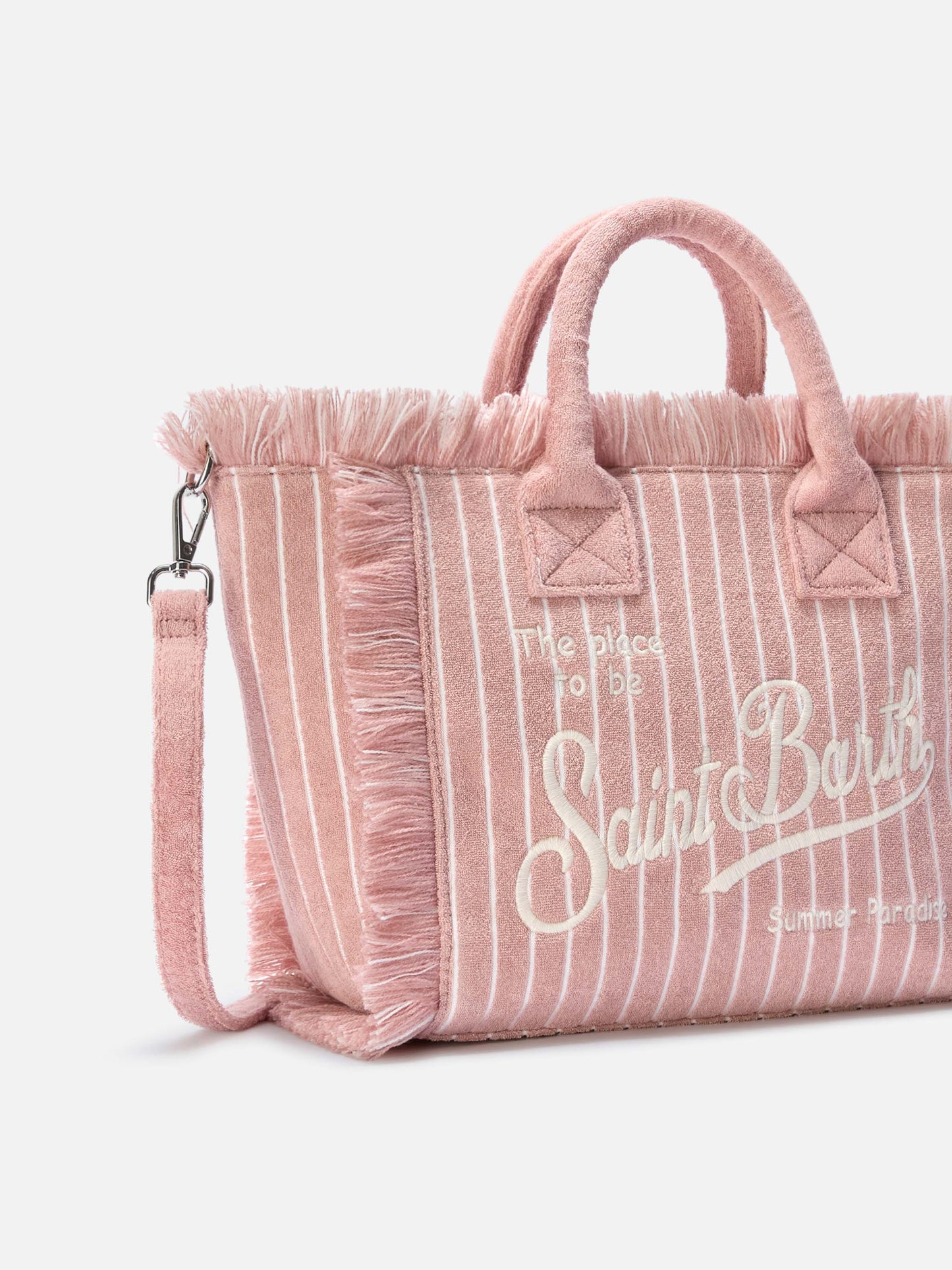Borsa Colette in tessuto effetto spugnaa righe rosa