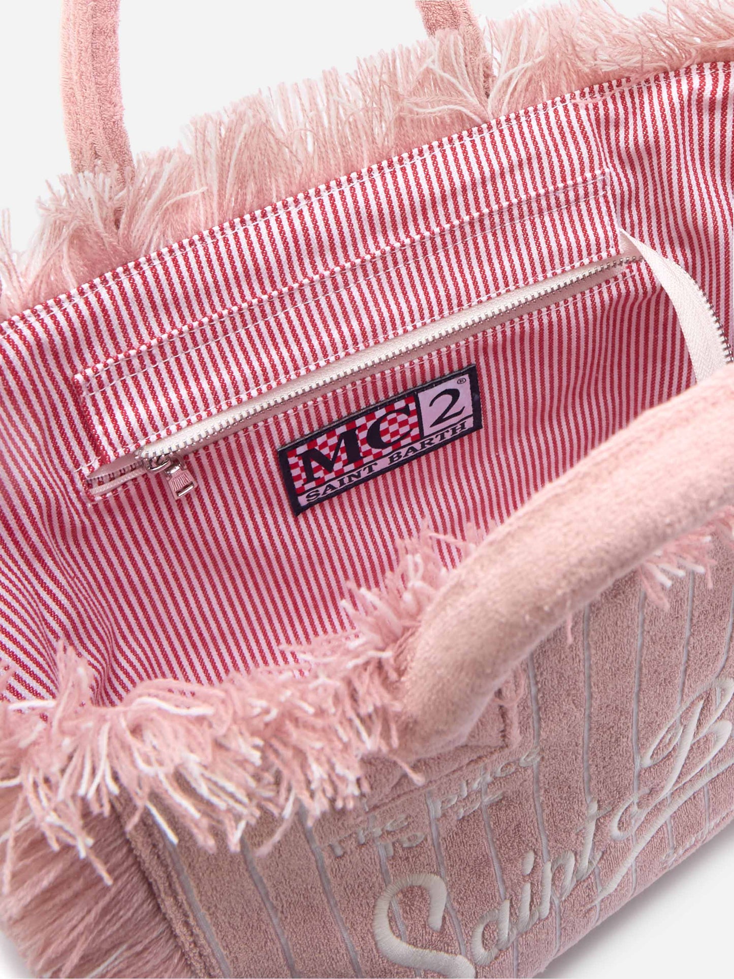 Borsa Colette in tessuto effetto spugnaa righe rosa